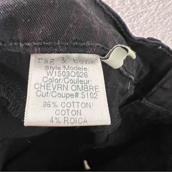 Rag &‎ Bone Chevron Ombre Black Low Rise Skinny Legging Jeans Women's Size 28 - Picture 10 of 13